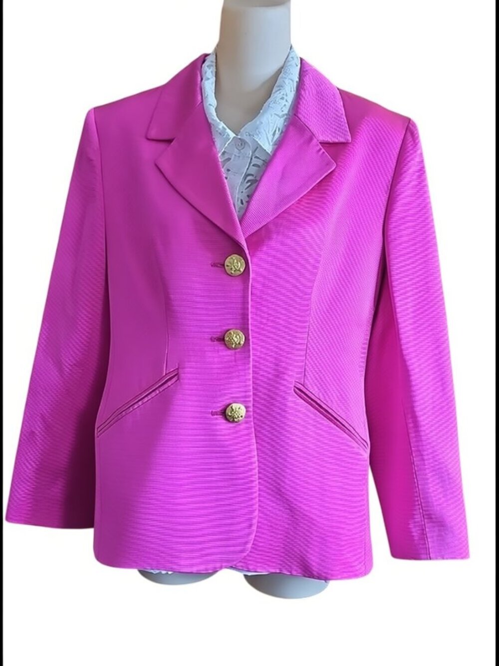 Vintage Charles Gray London Fuchsia Blazer Made in England Viscose blend UK 12 M